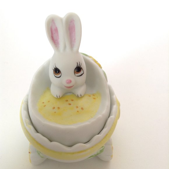 Vintage Lefton China Bunny Easter Egg Lidded Trinket Box Dish Hand Painted - Picture 8 of 8